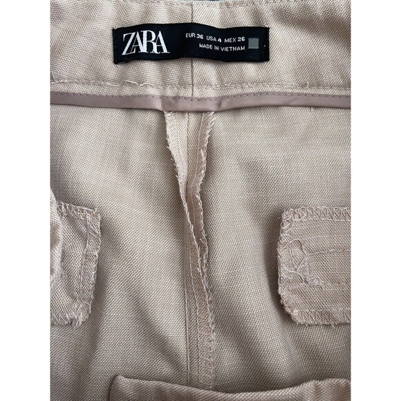 ZARA Light Pink Cream Dress Pants Tapered Leg Career Work Pant Womens Size 4 - Picture 3 of 7